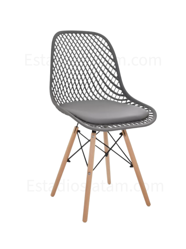 Silla Guatavita moderna en polipropileno y madera con asiento tapizado