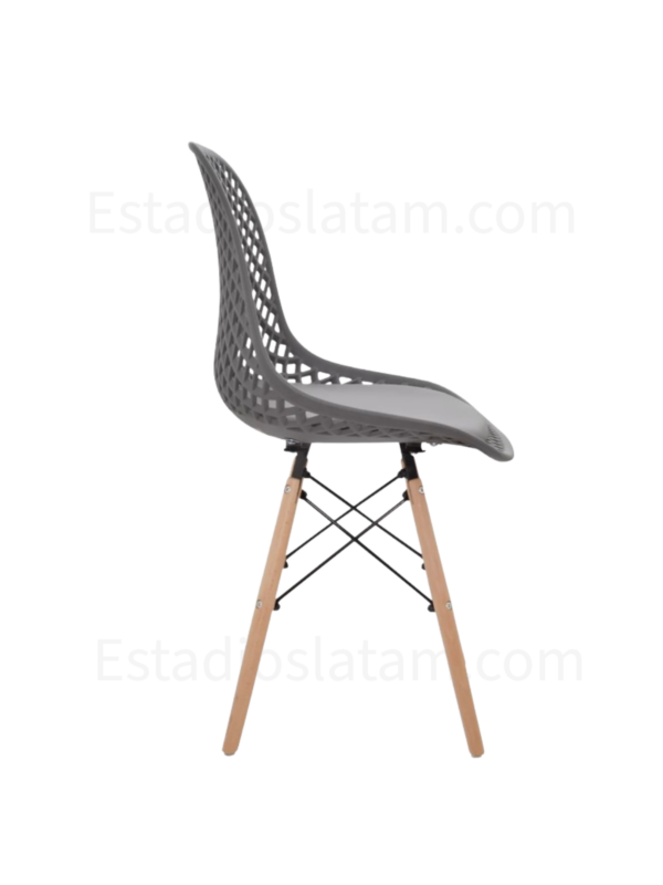 Silla Guatavita moderna en polipropileno y madera con asiento tapizado