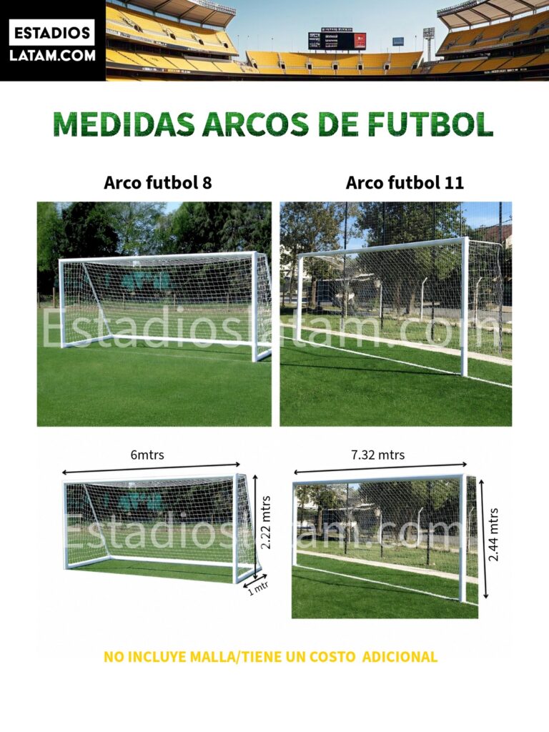Arcos, Mallas y Tableros Electrónicos para Escenarios Deportivos 1 arcos de fútbol metálicos para canchas profesionales resistentes