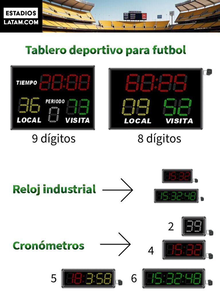 Arcos, Mallas y Tableros Electrónicos para Escenarios Deportivos 3 marcadores electrónicos deportivos