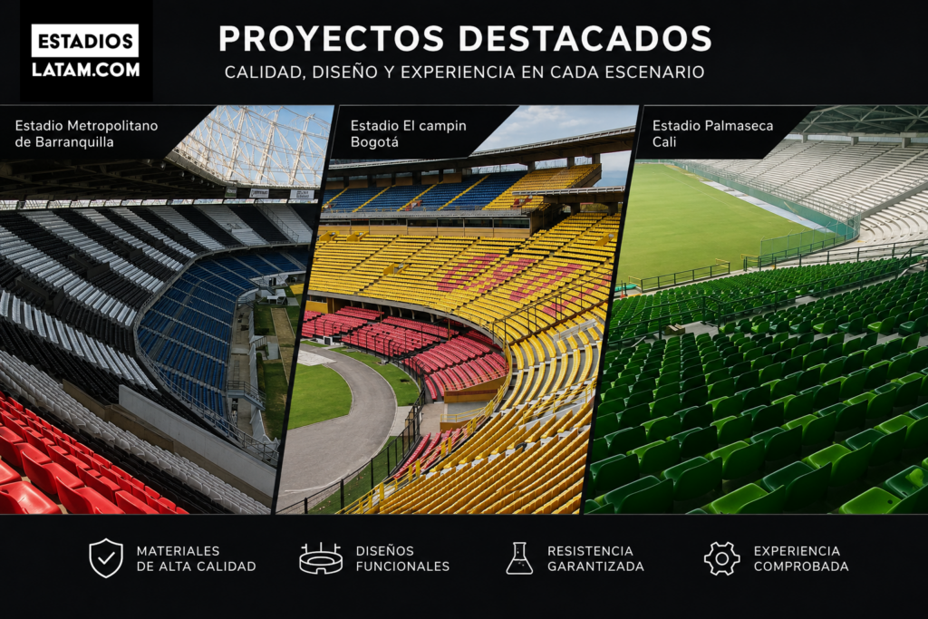 Sillas de Estadio 10 Sillas de estadio instaladas en graderías deportivas